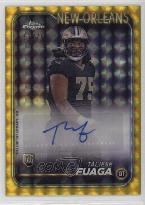 2024 Chrome Rookie Yellow Geometric Refractor 57/75 Taliese Fuaga Auto RC 2s2