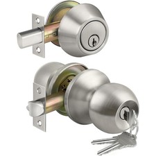 Keyed Same Exterior Door Knob and Single Cylinder Deadbolt Combo Set, Keyed