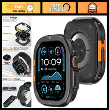 Rugged Metal Case for Apple Watch Ultra 49mm, Protective Bumper Cover, Black