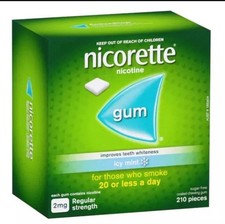 Nicorette Quit Smoking Regular Strength 2mg Nicotine Gum Icy Mint 210 pack