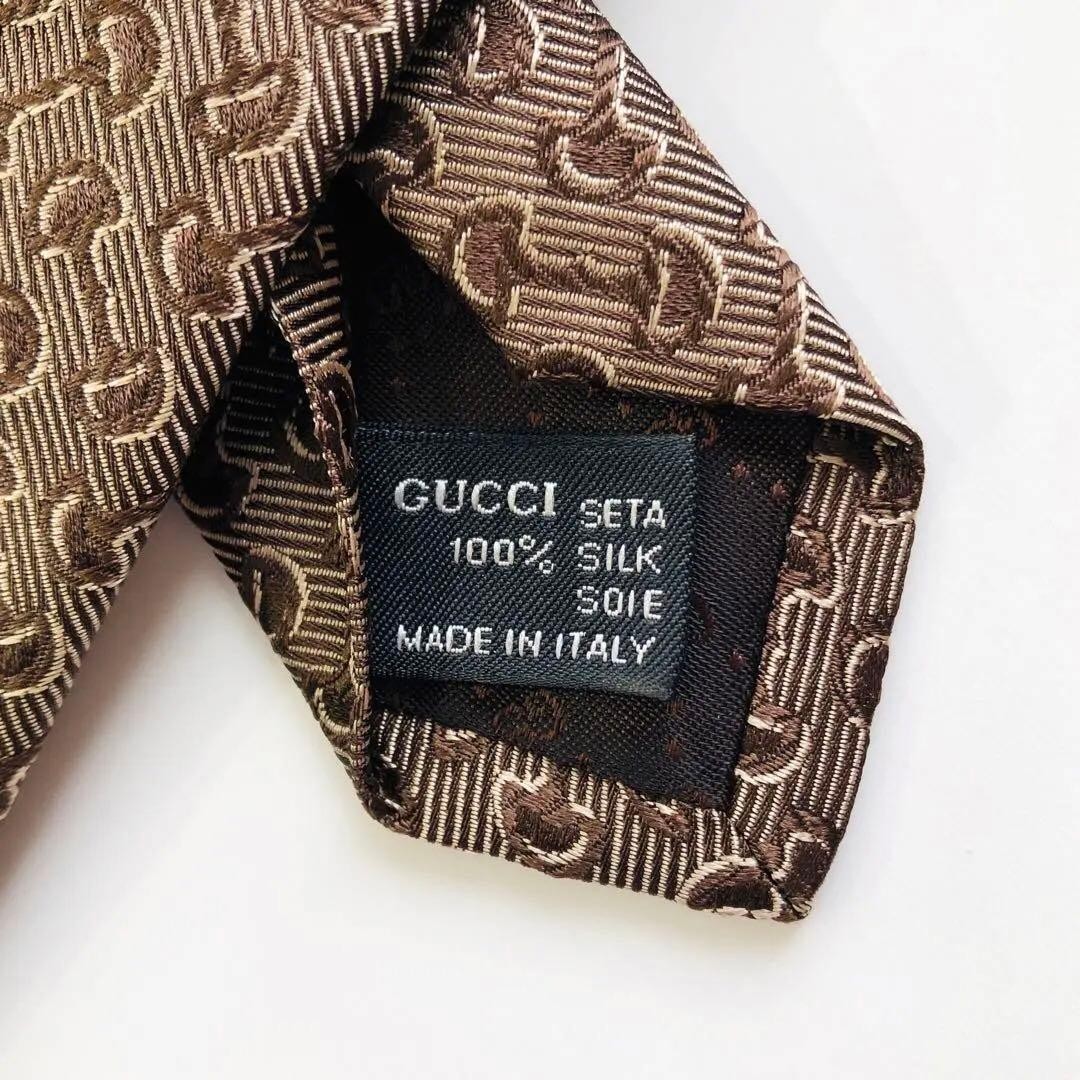 Mint Gucci Brown Panel Pattern Tie Light Brown St… - image 7