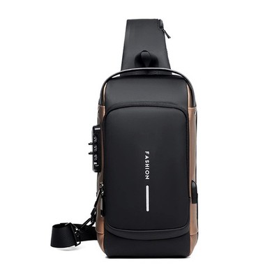 Waterproof Anti-Theft Sling Bag for Men, USB Charging Crossbody Backpack