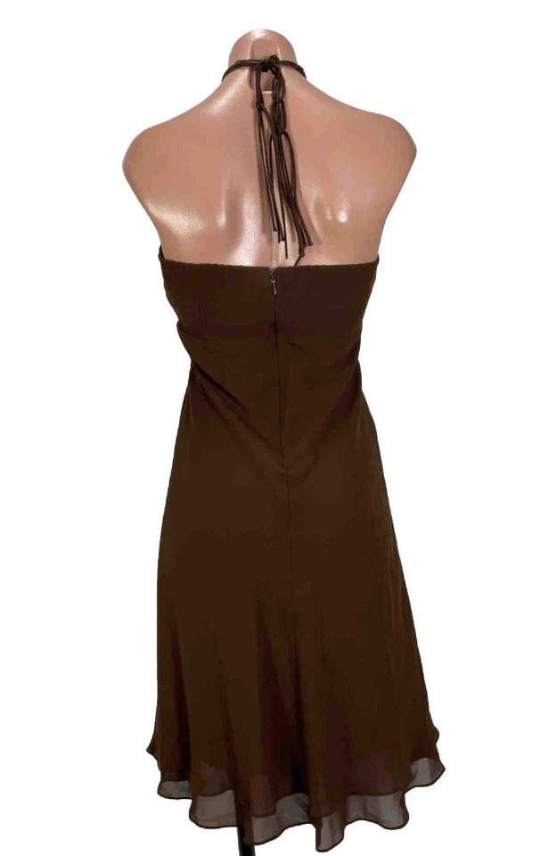 Vestido vintage azul Eva 6 marrom chiffon caprichoso fada fluido Y2K - Imagem 2 de 4