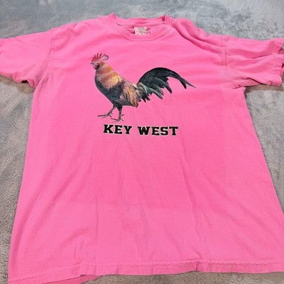 Comfort Colors Key West Rooster Graphic T Shirt Pink Size Medium READ!
