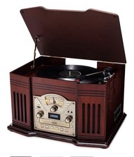 ClearClick All-in-One Turntable w/ Record Player CD Cassette Radio CD Aux USB BT