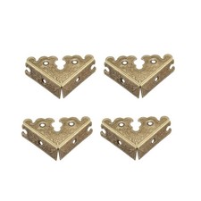 Metal Desk Corner Protectors Table Edge Cover Guard 34x34x13mm Bronze Tone 4pcs