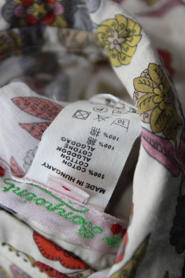 Bonpoint Womens Cotton High Neck Floral Zippered Pleated Top Beige Size 6 - Image 4 of 4