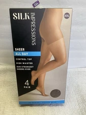 Silk Impressions Sheer Control Top Size XXL Pantyhose Coffee Bean High Waisted