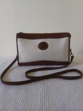VTG DOONEY BOURKE CROSSBODY/SHOULDER BAG WHITE w/RICH BROWN TRIM