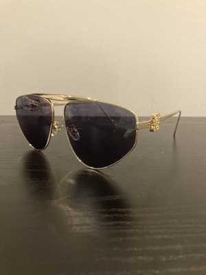 Loewe Anagram Aviator Sunglasses Gold Metal Frames Black Lens
