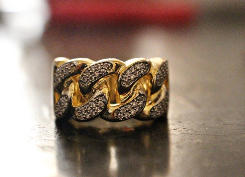 ESTATE SALE: 10mm CUBAN 4.6ct Lab VVS1 Sim Diamond Ring Men's 10grams Size 11