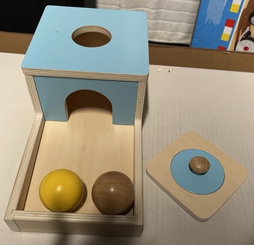 Wooden Ball Drop Box Learning Development 7 to 8 Mo All Wood Baby Montessori Toy
