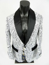 Mens Blazer Entertainer Jacket Shiny White Sequins INSOMNIA MANZINI
