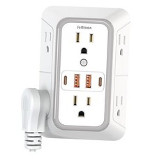USB Wall Charger Power Strip Surge Protector with 4 USB Ports 2 USB C White