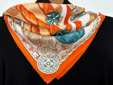 35"x35"Orange Heart Horse Print Pure Mulberry Twill Silk 14momme Scarf 88x88cm
