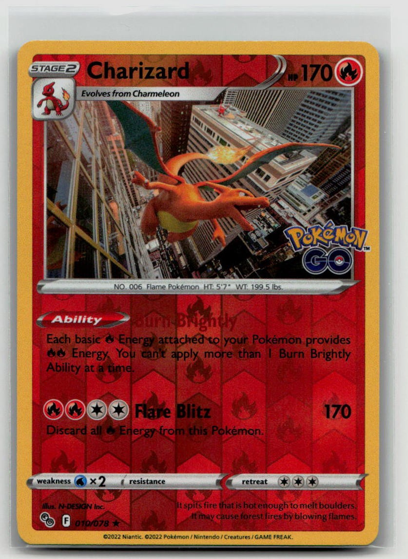 Charizard 010/078 Pokemon GO Reverse Holo - NM