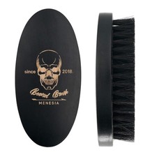 Black Boar Bristle Hair Beard Brush for Men, Pocket Travel Men's black skull