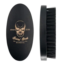 Black Boar Bristle Hair Beard Brush for Men, Pocket Travel Men's black skull 