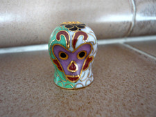 Cloisonne Fingerhut Affe Figur Messing Metall Emaille 20
