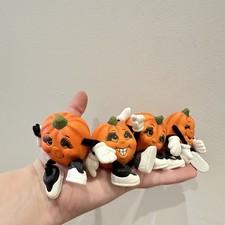 VTG Set 4 Anthropomorphic Pumpkin Shelf Sitte...