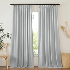 Linen Pinch Pleat Blackout Curtains 84 inch 52"W x 84"L Pack of 2 Light Grey