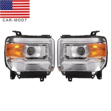 Headlight Assembly For 2014-2015 GMC Sierra 1500 2015-2019 2500HD 3500HD Pair