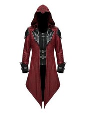 Medieval Renaissance Costume for Men Vampire Viking Trench Large, Burgundy
