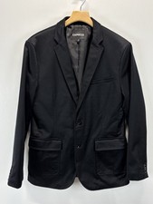 Express Black Blazer Sport Coat Sz Medium 38 Men s Canvas Sateen 2 Button