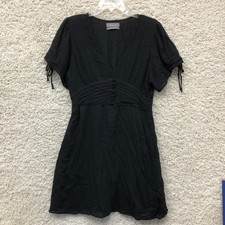 Urban Outfitters Large Adult Black Talia Tie Sleeve Mini V Neck Fit Flare Womens