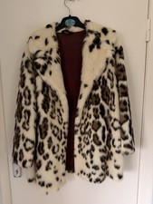 Vintage Approx 1950’s Simulated Snow Leopard Fur Coat Size 14-16 Immaculate