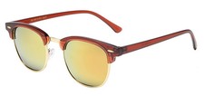 Polarized Sunglasses Classic Red Frame Glare Reducing Yellow Mirror Lens