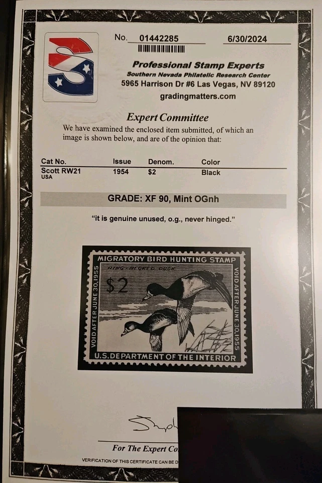 Certified By PSE #RW21 Mint NH XF+ Duck Stamp - Image 4 of 4