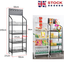 Shop Retail Shelf Wire Mesh Display Rack Supermarket Movable Fixed Black/White