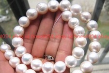 Huge Natural 11-12mm White Freshwater Pearl Gems Round loose Beads 15'' Strand