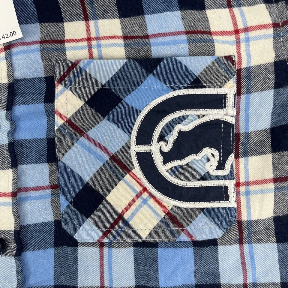 Camisa de Franela Ecko Unltd Niños Extra Grande Azul a Cuadros Rinoceronte Abotonada Juvenil Nueva Foto 4 de 4