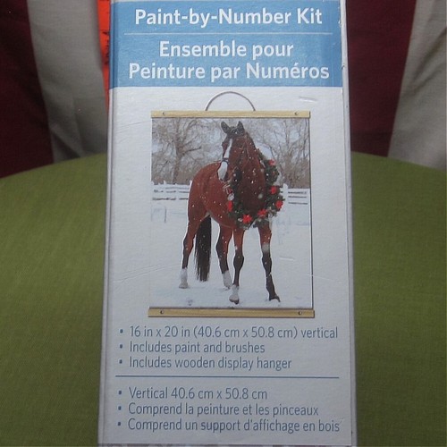 CHRISTMAS HORSE w/ SNOW WREATH Paint by Numbers art kit NWT Artist's Loft - Picture 2 of 5