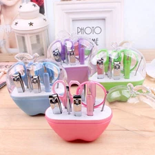 Nail Care 9pcs Cutter Cuticle Clipper Pedicure Manicure Set Kit Apple Gift Case