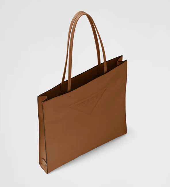 Prada Lots Leather Tote Bag - Brown