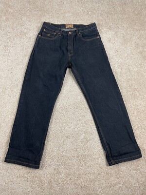 Roca Wear Denim Jeans Mens 32x29 Regular Straight Embroidered Logo Pockets Black