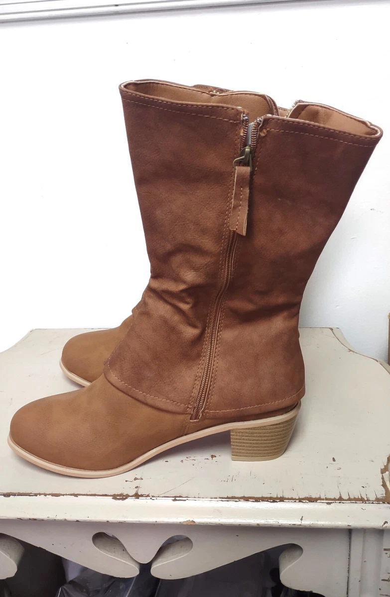 Brown chunky heel boots cheap