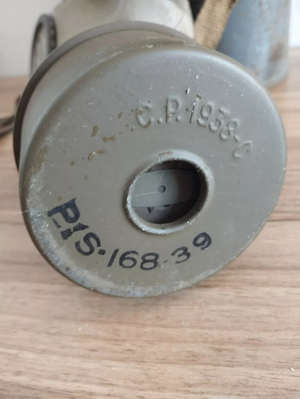 1938 WWII French Army Gas Mask C38 w/ Canister & Filter - warehouse condition — image 6