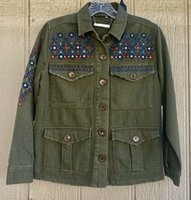 Paparazzi Army Green Embellished Cargo Jacket Sm/petite Nwt
