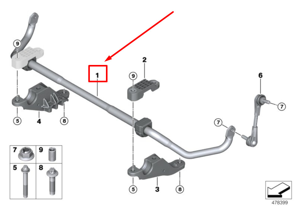 NEU BMW F90 FRONTSTABILISATOR MIT GUMMI MONTAGE 31357856911 