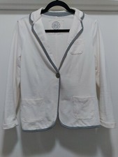 So. Authentic American Heritage Woman's Med. Jacket/sweater,cream W/grey Trim