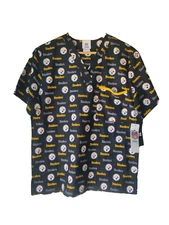 NFL Pittsburgh Steelers Scrub Dudz Top LOGO Uniform Nurse Hospital Unisex Large