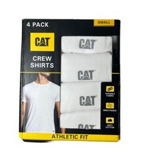 New CATERPILLAR Size Small 34-36 White 4-Pk Athletic Crew Neck T-shirts