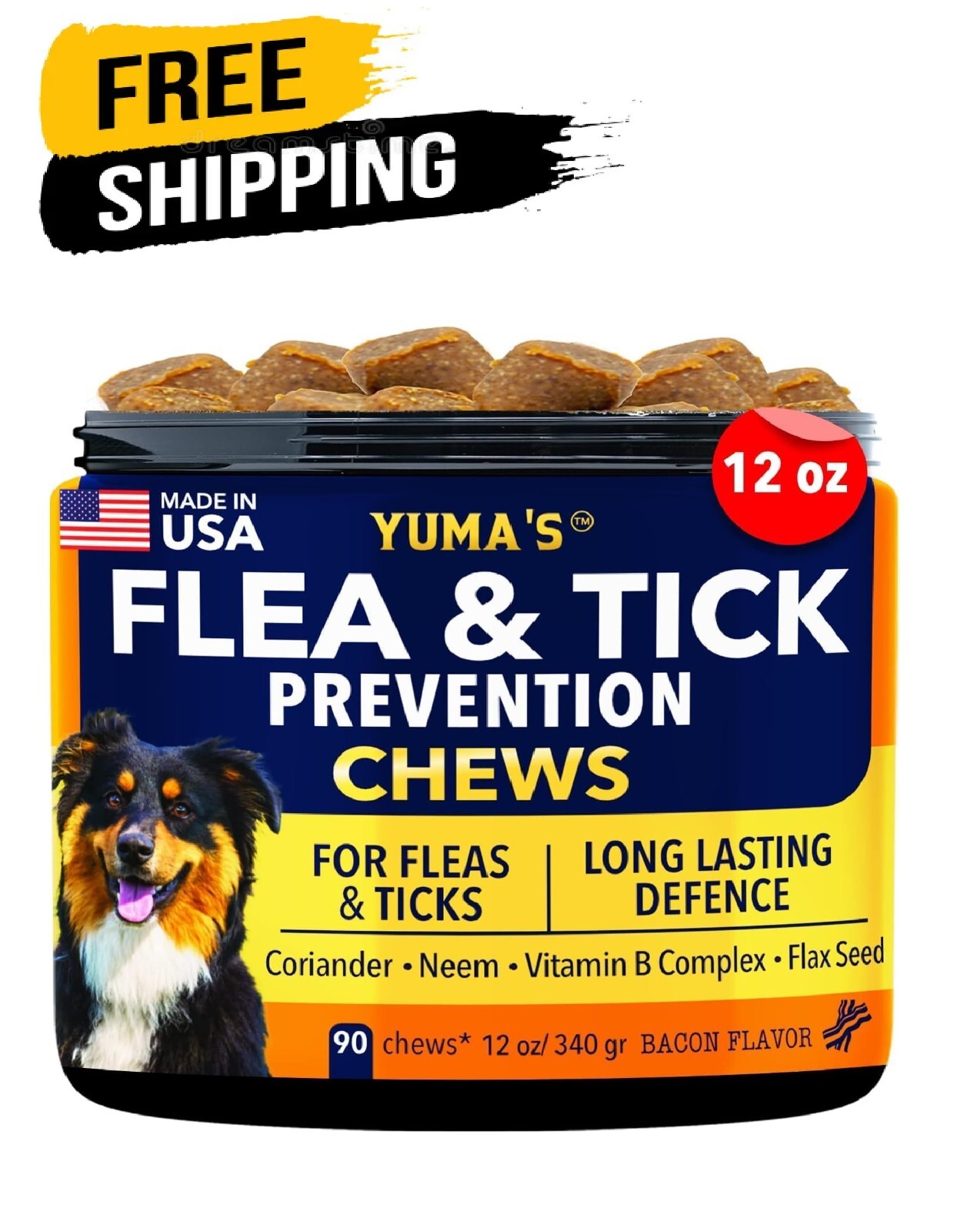 Flea and Tick Prevention for Dogs Chewables,All Natural Dog Flea & Tick