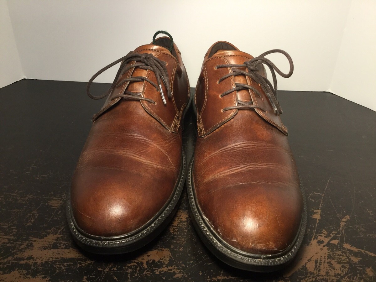 ECCO Shock Point Oxford Derby Leather Dress Shoes Brown 