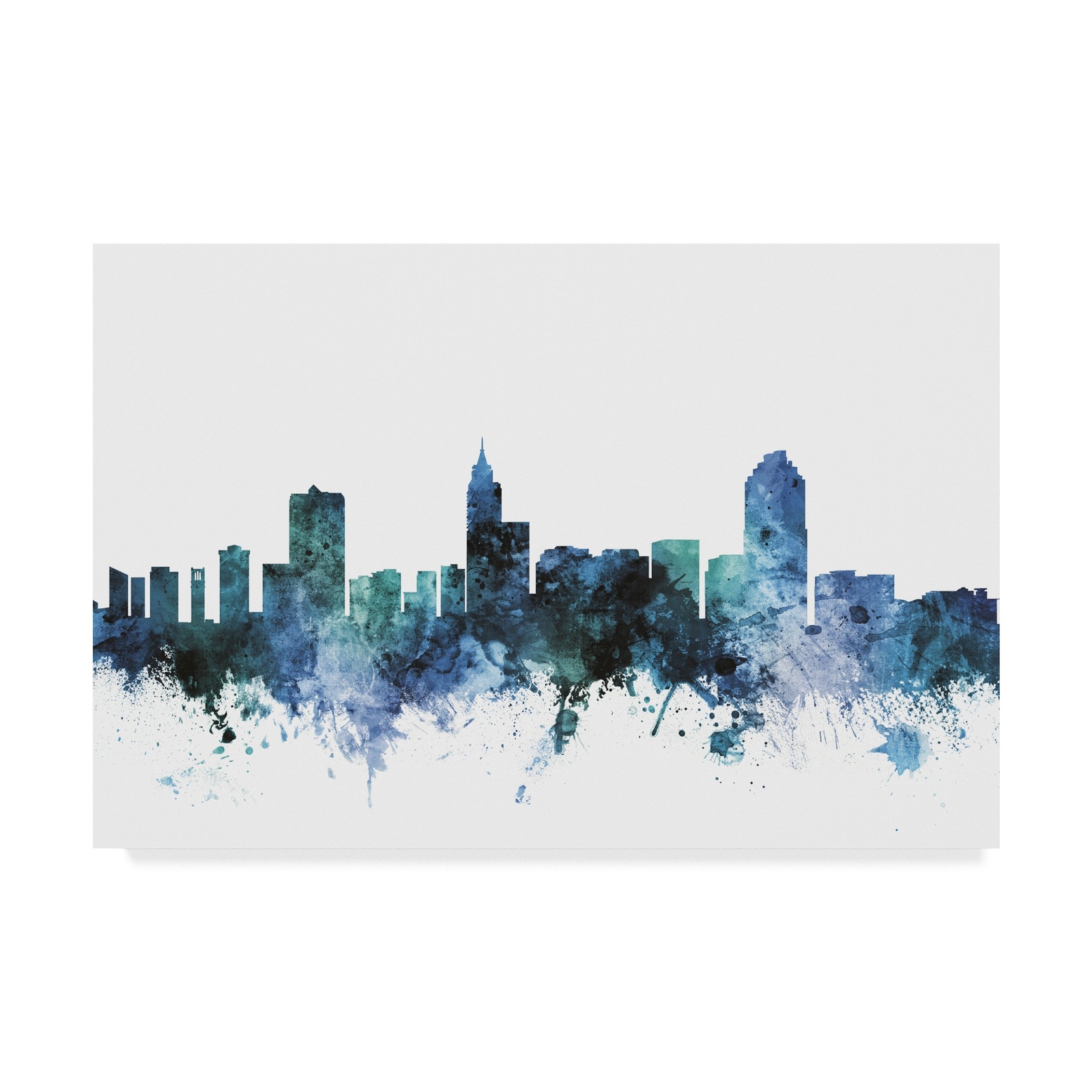 Raleigh North Carolina Blue Teal Skyline by Michael Tompsett Fine Art, 16