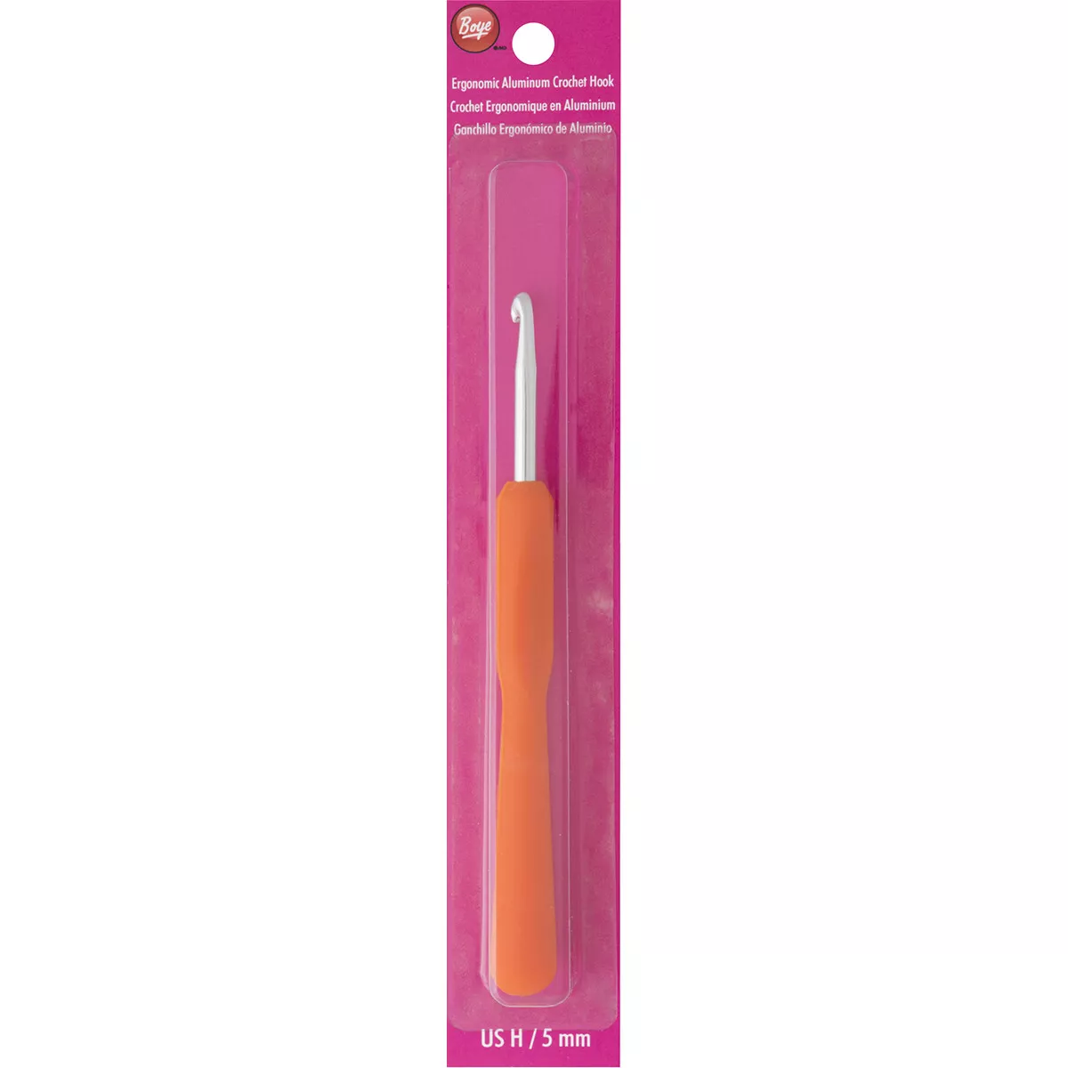 Boye Ergonomic Aluminum Crochet Hook-Size H/5mm (Pack of 3)